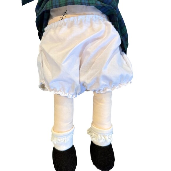 1990 Eden 20" Madeline Cloth Doll, Green Plaid Dress, Yellow Hat, Appendix Scar - Picture 6 of 7